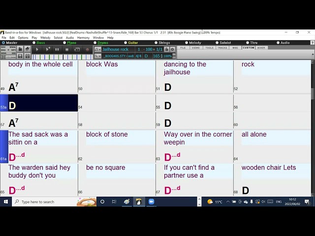 Jailhouse Rock (in the style of Elvis Presley) Band-in-a-Box backing track with chords and lyrics