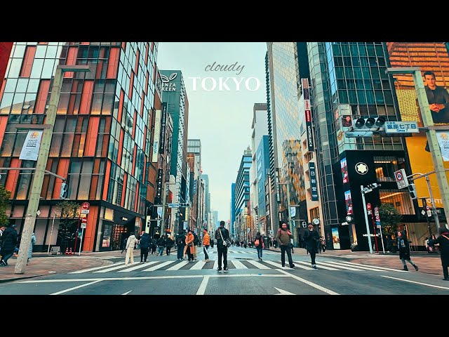 Strolling Through Shimbashi & Ginza Beneath a Cloudy Sky | 4K HDR