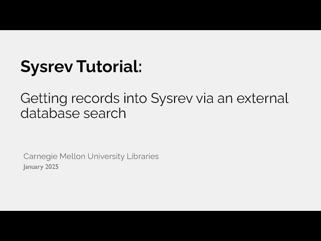 Getting records into Sysrev via an external database search