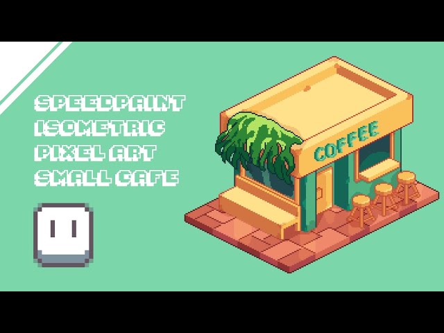 Small Cafe Isometric Pixel Art || Speedpaint || Aseprite