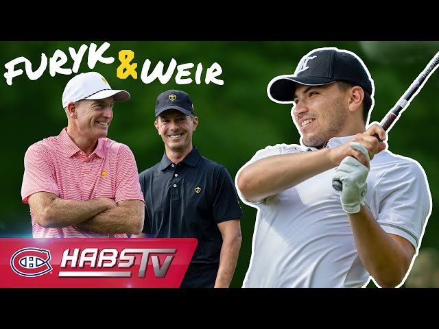 Habs golf tournament ridealong with Nick Suzuki and PGA Tour pros Mike Weir and Jim Furyk