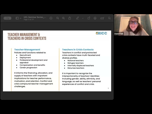 [UCL ERICC Webinar Series] Teacher Management in Conflict & Protracted Crisis