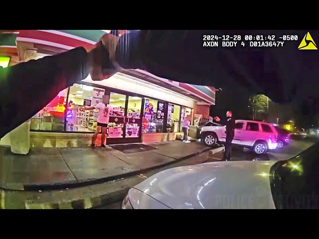 Police Use Taser to Subdue Knife-Wielding Man After Crashing Into 7-Eleven