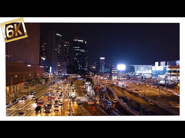 [6K] Night walking, City sound in Center Of Seoul, korea