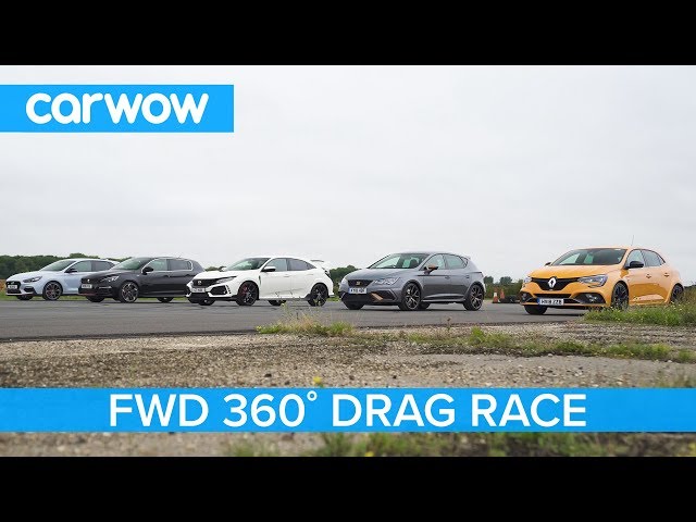 i30N vs Type-R vs Megane RS vs Cupra R vs 308 GTi - 360° DRAG & ROLLING RACE