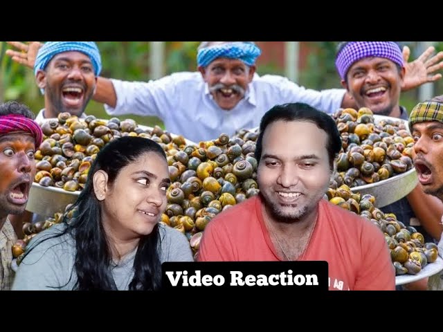 Snail Fry | நத்தை வறுவல் Cooking Recipe Video Reaction😱😬☺️👍| Village Cooking Channel | Tamil Couple