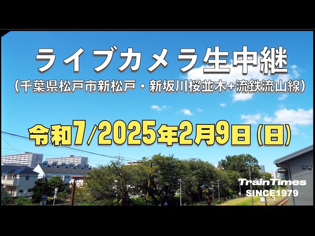 【ライブカメラ】ライブカメラ生中継／千葉県松戸市新坂川桜並木／2025年2月9日【桜並木・流鉄流山線リアルタイム配信・ライブトーク兼用】