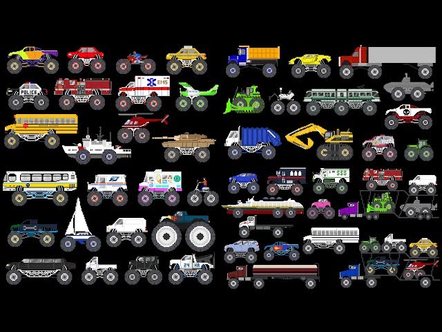 Monster Vehicles Collection - Monster Trucks - The Kids' Picture Show (Fun & Educational)