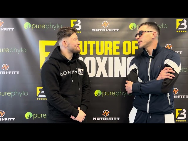 Reece Wilson talking with Joe Turner at the Future of Boxing weigh ins on 29th March 2024