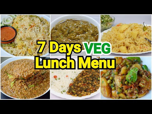 7 Days Vegetarian Lunch Menu ❗ Affordable Weekly Lunch Menu by (YES I CAN COOK)