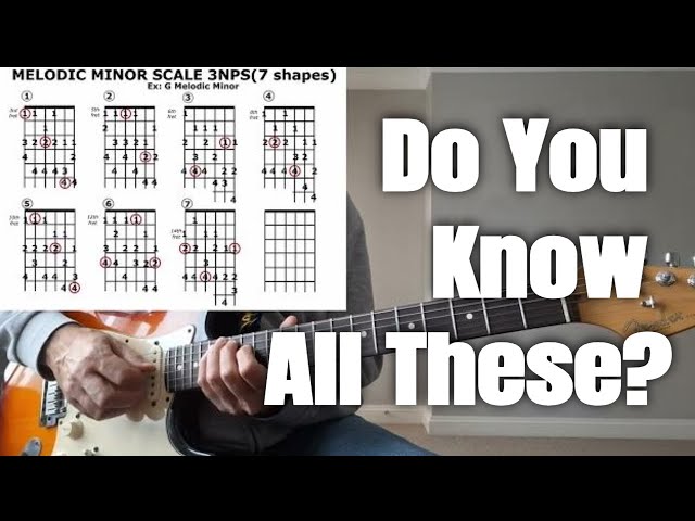 Major, Melodic and Harmonic Minor, Dim, Aug, Major and Minor Pentatonic Scale Shapes in ONE Video