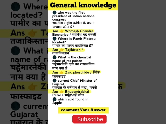 Important GK questions and answers in English #shorts #gkquiz #upsc #competitiveexams #mcq #gk