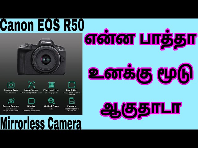 Canon EOS R50 24.2MP Mirrorless Camera (5-Axis Electronic Image Stabilization) Details Tamil