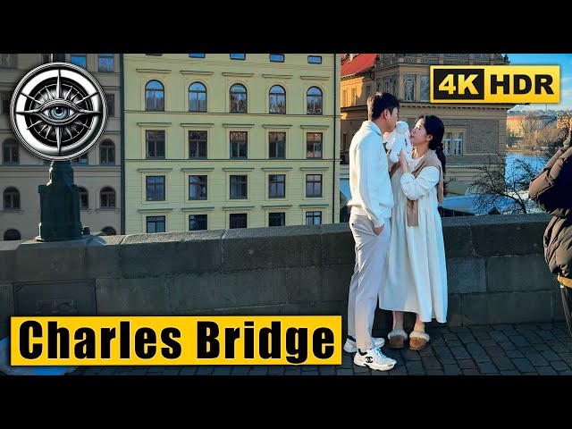 Prague Christmas Charles Bridge Walking Tour Saturday morning 🇨🇿 Czech Republic 4k HDR ASMR