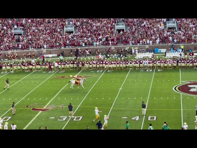 Chief Osecola plants a spear at midfield