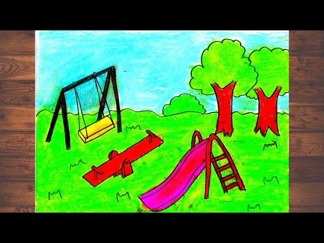 park drawing| How to draw the scene of the park easy step by step| park drawing easy||