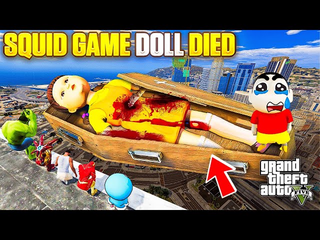 Who Killed Squid Game Doll? Franklin & Shin Chan Finding Squid Doll Death Mystery in Gta 5 in Telugu