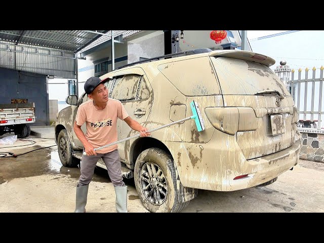 Cleaning a flooded Toyota Fortuner, pleasing viewers, ASMR!