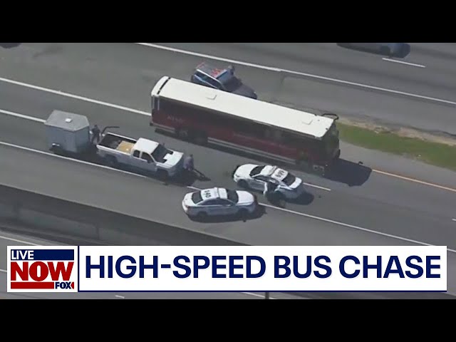 WATCH: Hijacked bus leads police on dangerous high-speed chase | LiveNOW from FOX