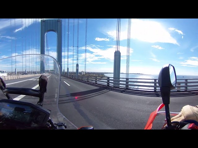 Riding a motorcycle over the Verrazano-Narrows Bridge