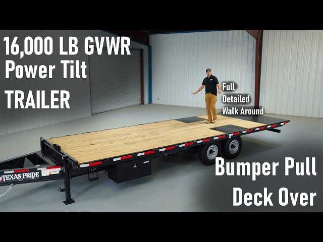 16k LB GVWR Bumper Pull Deck Over Power Tilt Trailer | FULL WALK AROUND