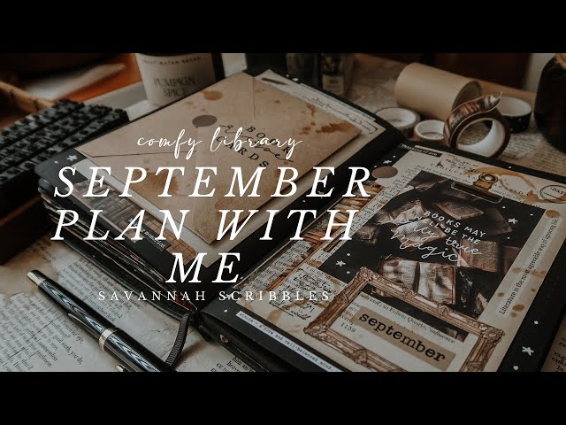 September 2024 Plan With Me I Comfy Bookish Theme I Black Page Bujo📚