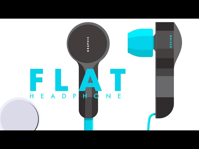 Flat Design Headphones | Adobe Illustrator | Graphic design