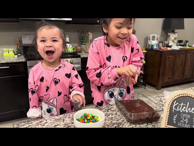 Surprise Birthday for Daddy . Mikayla & Chloe baked brownie 😂 #memories  # family  #dadlife