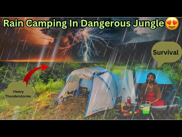 Rain Camping In Dangerous Jungle😱//Desi Makki🌽 cooking 😍/ Camping In India