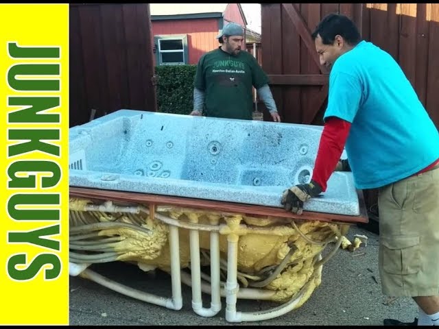 JunkGuys show how to remove and dispose of a Hot Tub in Mansfield Texas  , 214-777-3095