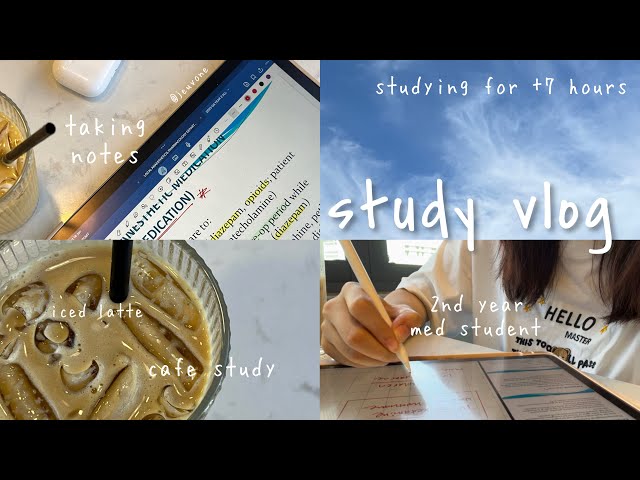 STUDY VLOG | productive cafe study, taking notes, med school exam prep, notion, pulling all nighter