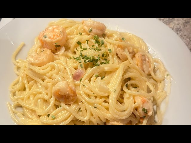 How to make delicious spaghetti with shrimp🍤🍝