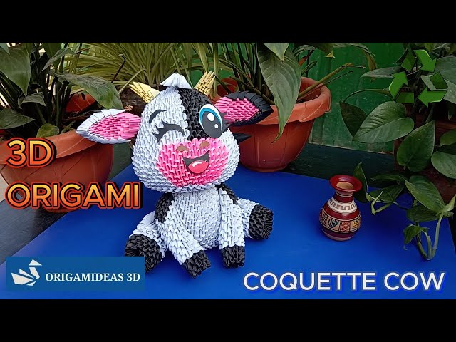 How to make a Coquette Cow in 3D Origami with reusable paper | Vaquita Coqueta en Origami 3D