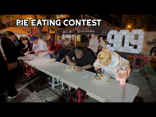 PIE EATING CONTEST at 909 Open Market!! Win a TV!! #RainaisCrazy