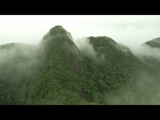 Koh Chang, Thailand Misty mountain (Jom Prasat) Time-lapse and drone footage