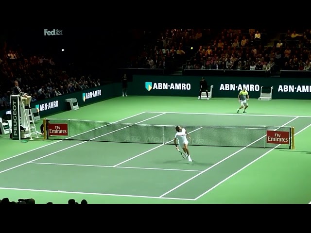 Roger Federer: great point vs Bemelmans (Court Level ATP Match)