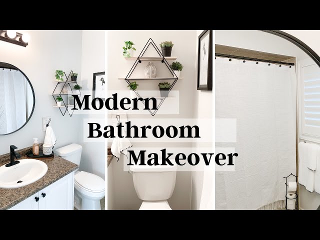 SMALL DIY MODERN BATHROOM MAKEOVER | SMALL SPACE, BIG TRANSFORMATION