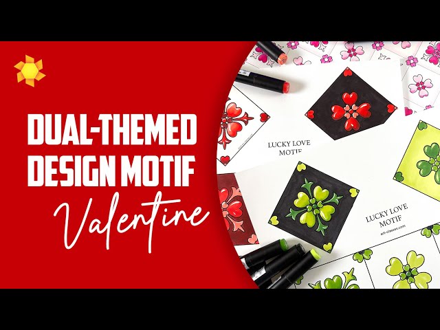 EASY! Color a dual themed Valentine design motif  (Bonus class material)