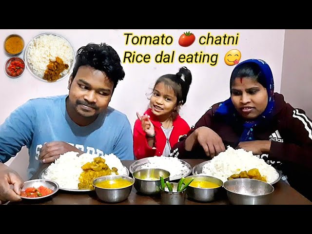 Rice dal, tomato sauce, vegetable eating | eating show | indian food mukbang| indian eating show