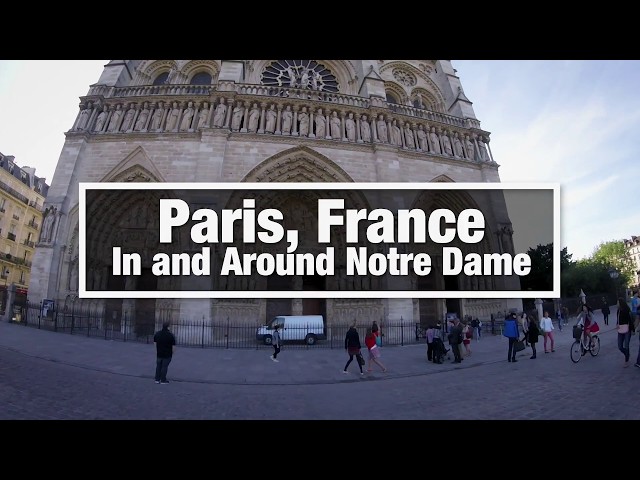 City Walks: Paris, France - Notre Dame Cathedral Inside and Around - virtual treadmill walk