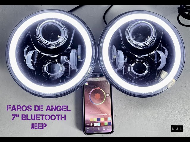 Par de Faros Redondos Halo de Angel RGB Bluetooth 7"