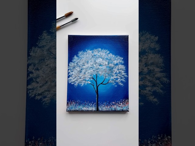 Simple yet peaceful 2 💙🌳🤍  #artworks #canvas