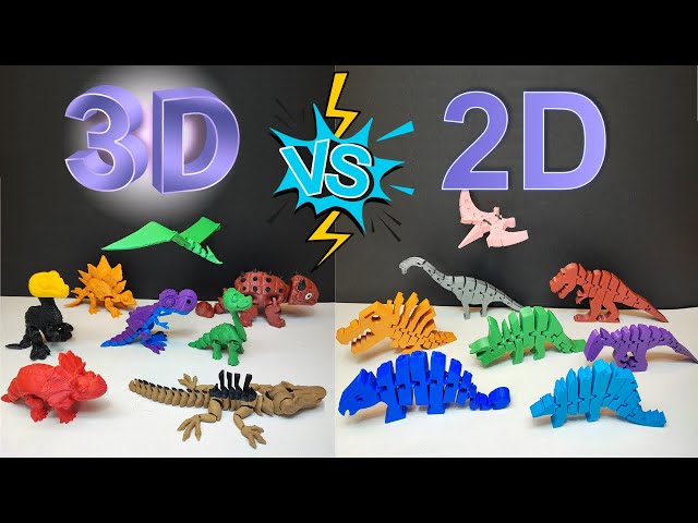 2D vs 3D Dinosaurs | 3D Printed Articulated Animal Toys