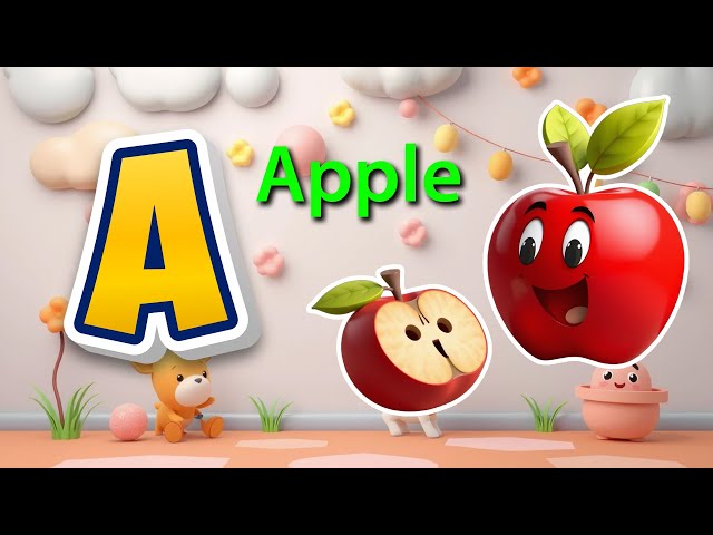 A for Apple A B C Song | Fun Alphabet Song for Kids | Learn ABC with Music Colorful 3D Animation D18