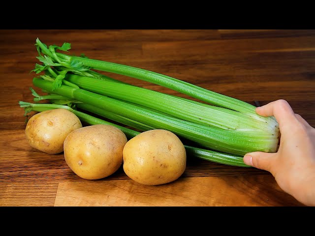 I never get tired of cooking potatoes with celery like this! Healthy, easy and delicious