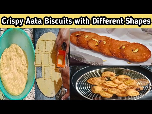 Aata Biscuits| No Oven No Egg AATA ka Crispy Biscuits| Tea Snacks|Aata Biscuits Recipe