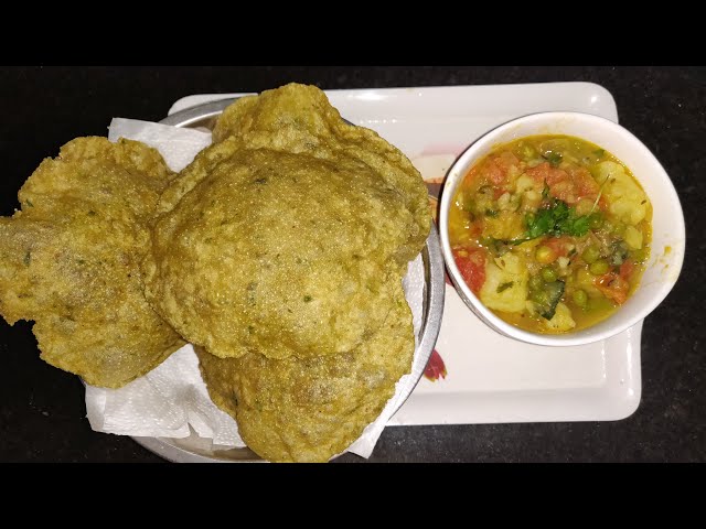 CORIANDER MASALA PURI with aloo sabji| Recipe in telugu with eng subtitles| Breakfast series