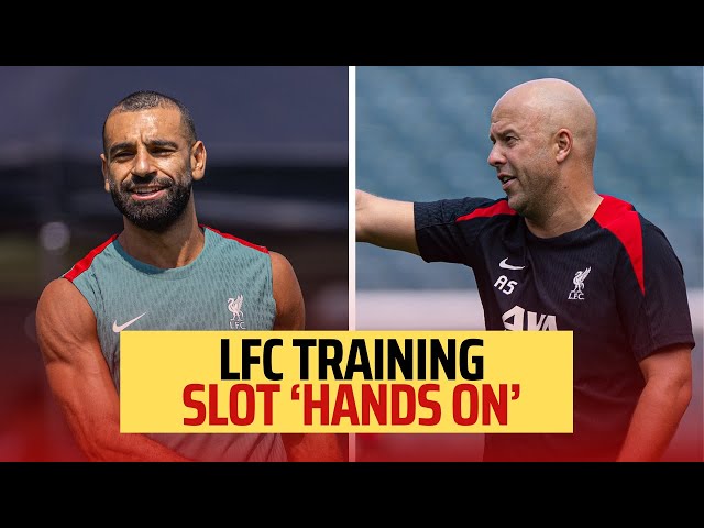 Liverpool FC Training - Arne Slot very 'hands on'