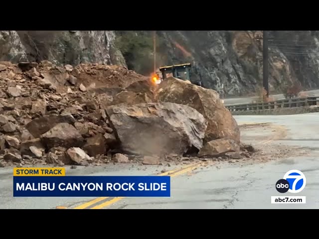 Rain triggers rockslide along Malibu Canyon Road