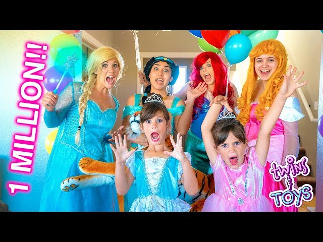 1 MILLION SUBSCRIBERS Princess PARTY with Frozen Elsa, Jasmine, Ariel and Aurora!